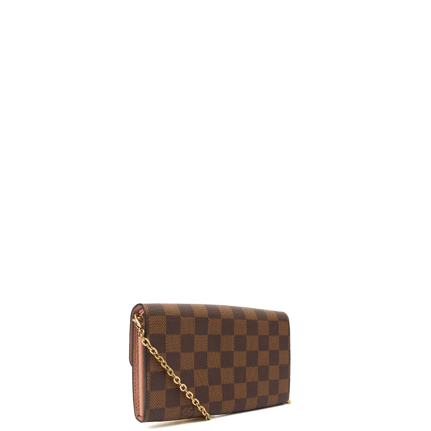 Louis Vuitton Cross Body Croisette Wallet on Chain in Damier Ebene, Canvas — Side View
