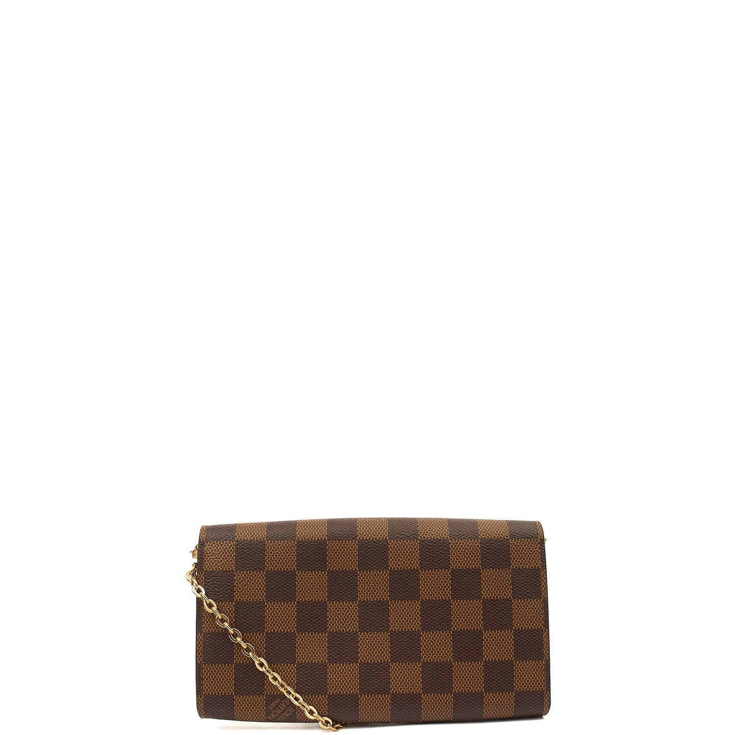 Louis Vuitton Cross Body Croisette Wallet on Chain in Damier Ebene, Canvas — Back View