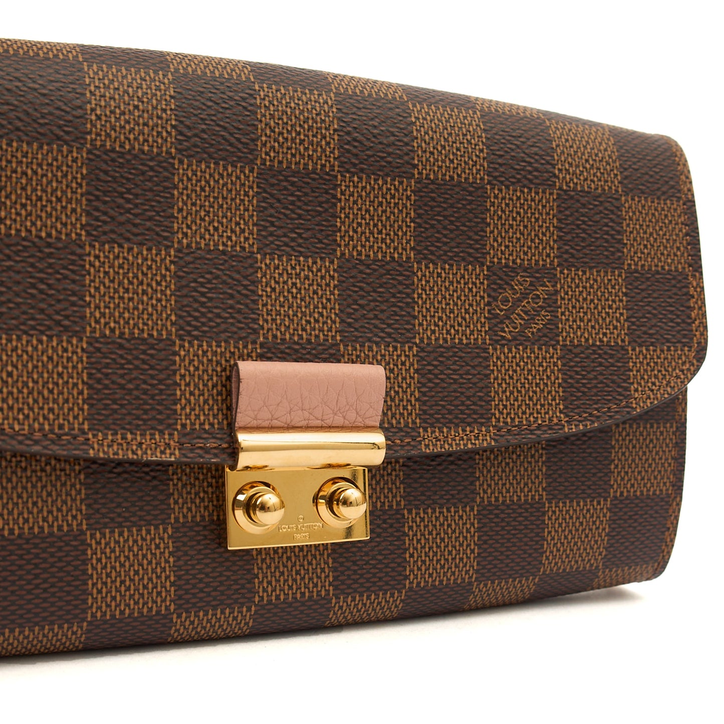 Louis Vuitton Cross Body Croisette Wallet on Chain in Damier Ebene, Canvas — Lifestyle View