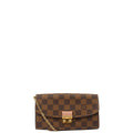 Louis Vuitton Cross Body Croisette Wallet on Chain in Damier Ebene, Canvas — Front View