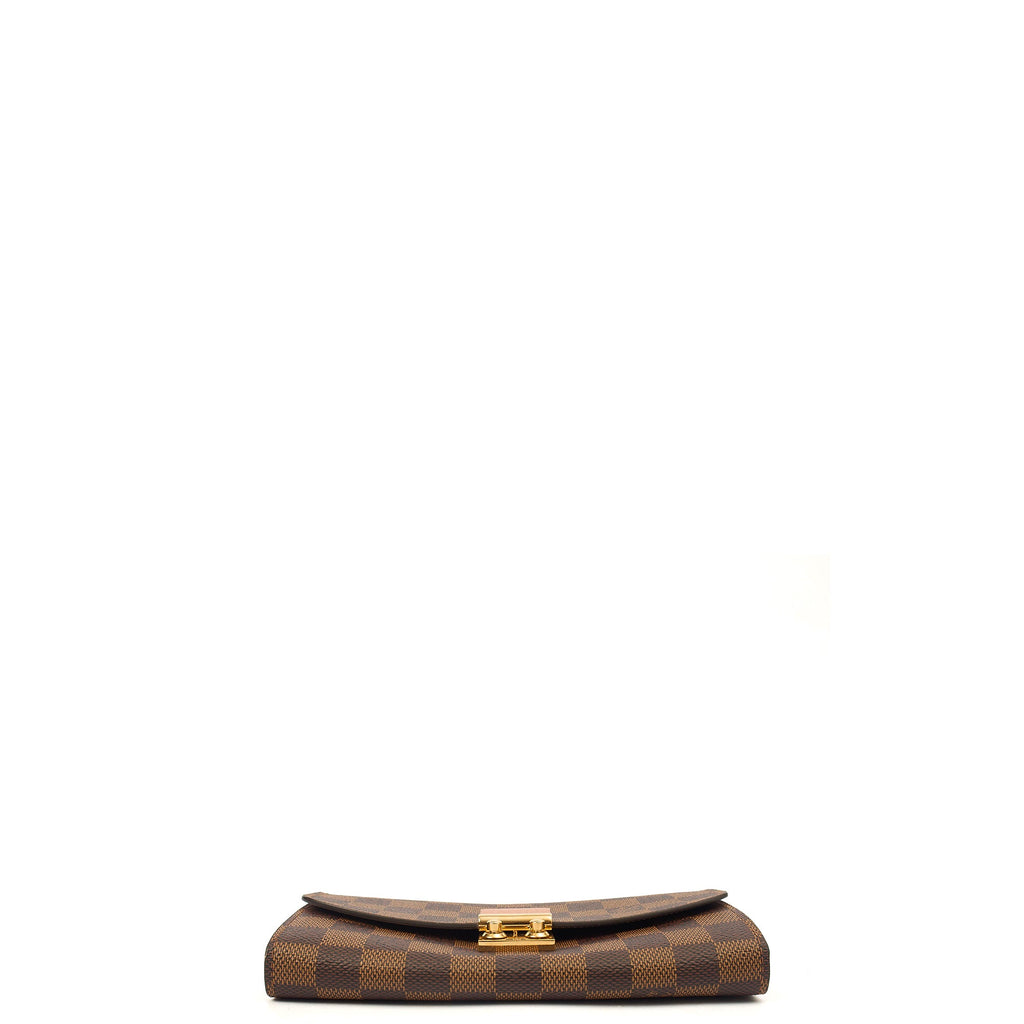 Louis Vuitton Cross Body Croisette Wallet on Chain in Damier Ebene, Canvas — Top View