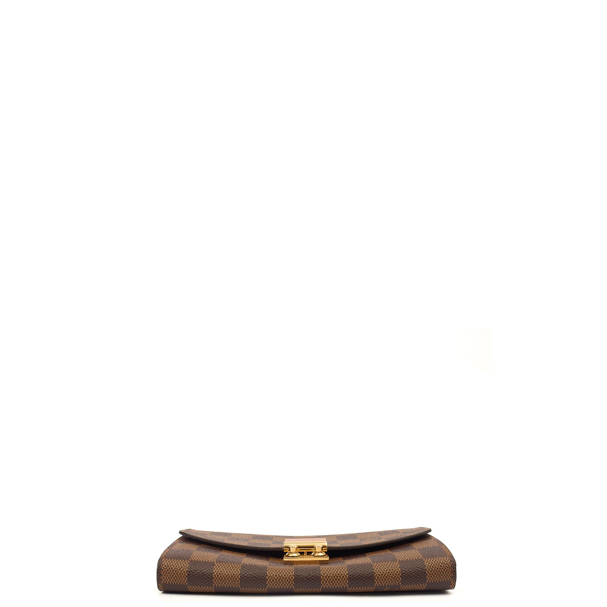 Louis Vuitton Cross Body Croisette Wallet on Chain in Damier Ebene, Canvas — Top View