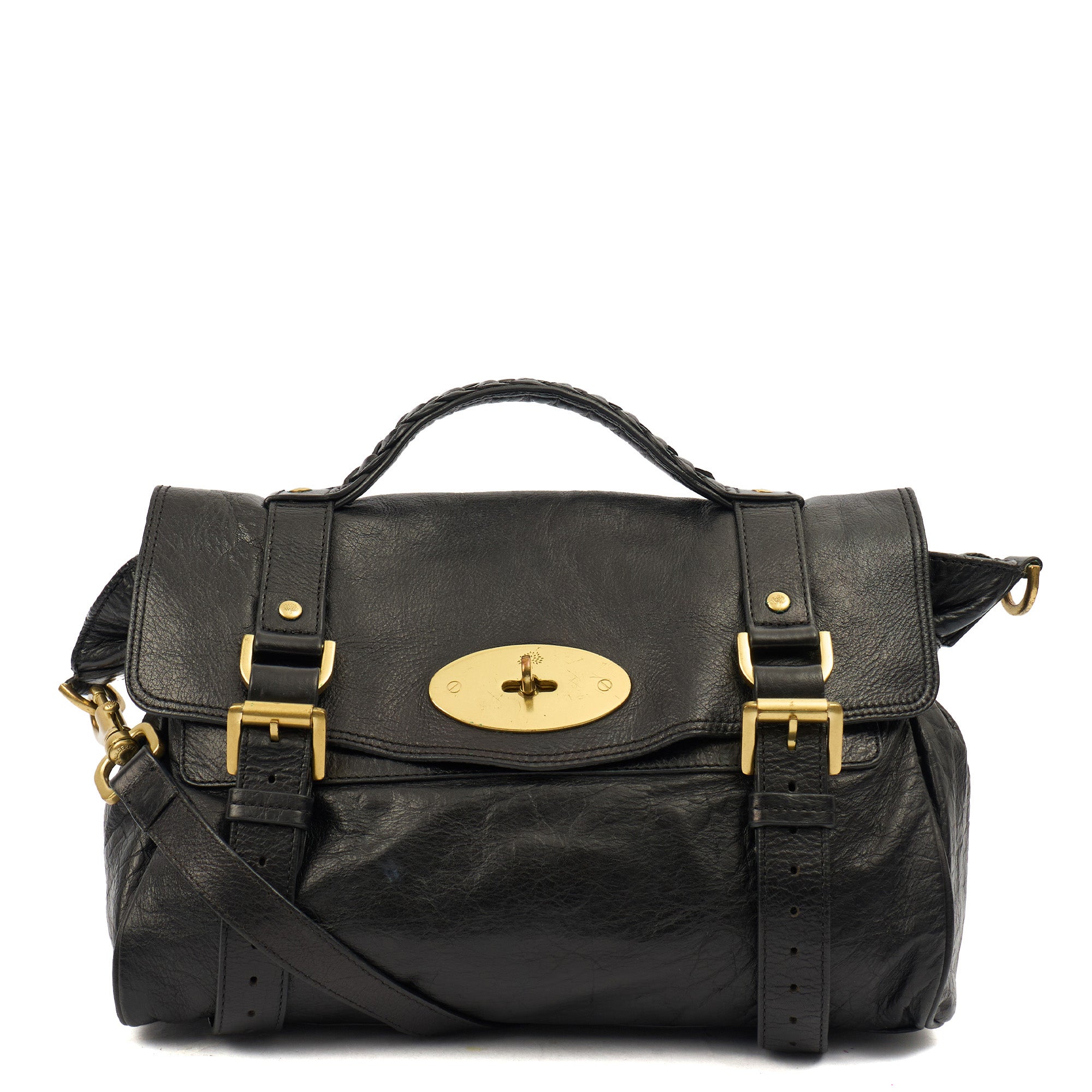 Mulberry Satchel Alexa in Black, Leather — Front View
