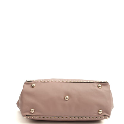 Valentino Tote Rockstud Lock Medium in Pink, Calfskin — Top View