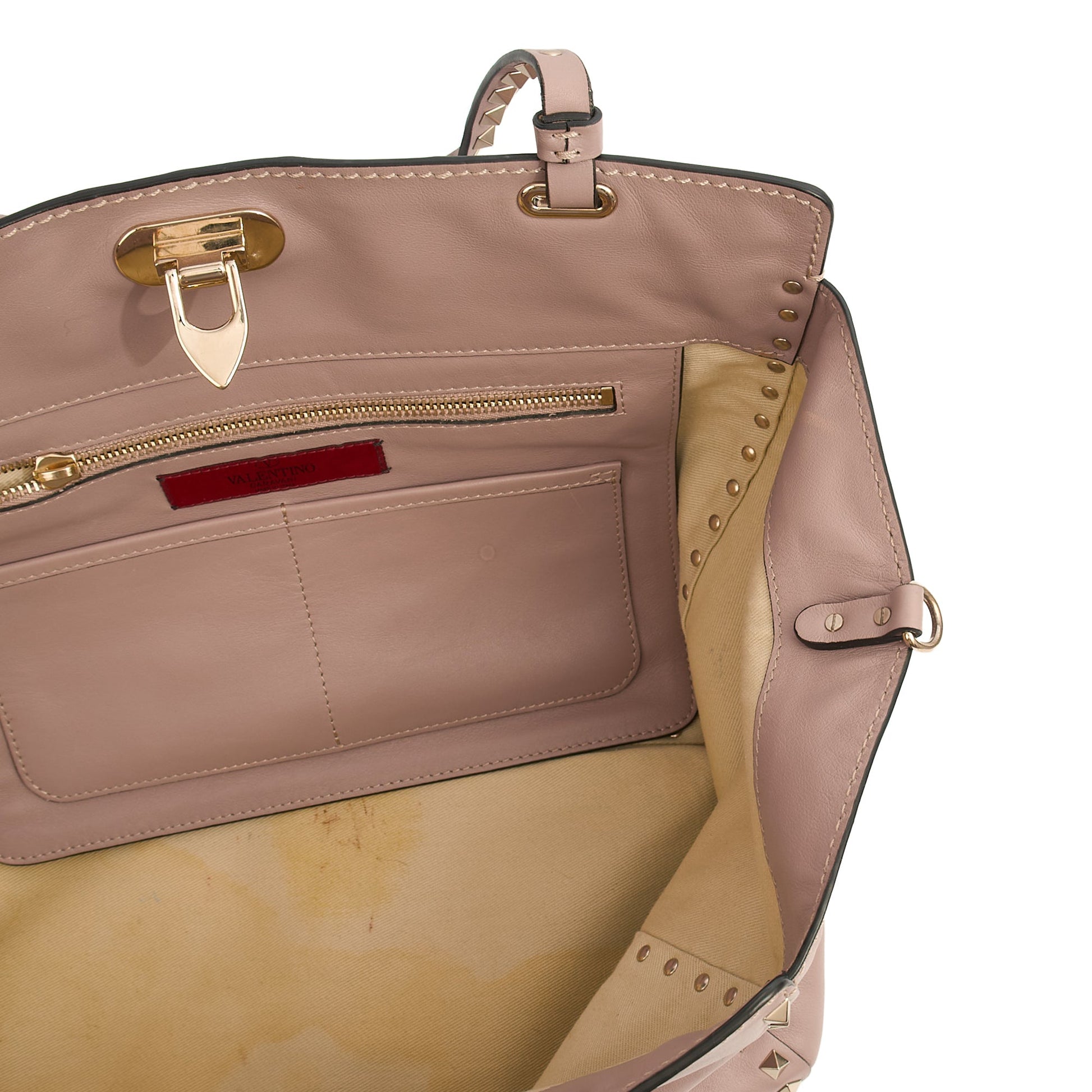 Valentino Tote Rockstud Lock Medium in Pink, Calfskin — Alternate View 11