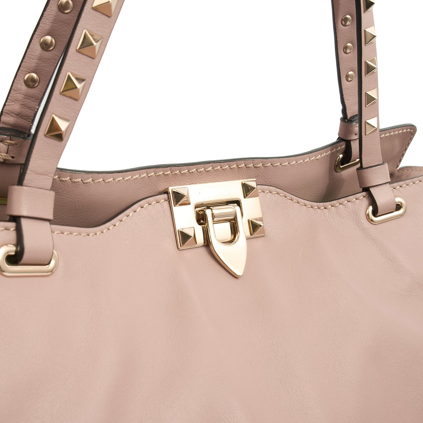 Valentino Tote Rockstud Lock Medium in Pink, Calfskin — Alternate View 12