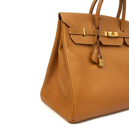 Hermes Tote Birkin 40 in Gold, Fjord Leather — Alternate View 17