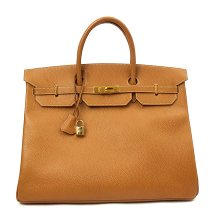 Hermes Tote Birkin 40 in Gold, Fjord Leather — Alternate View 13