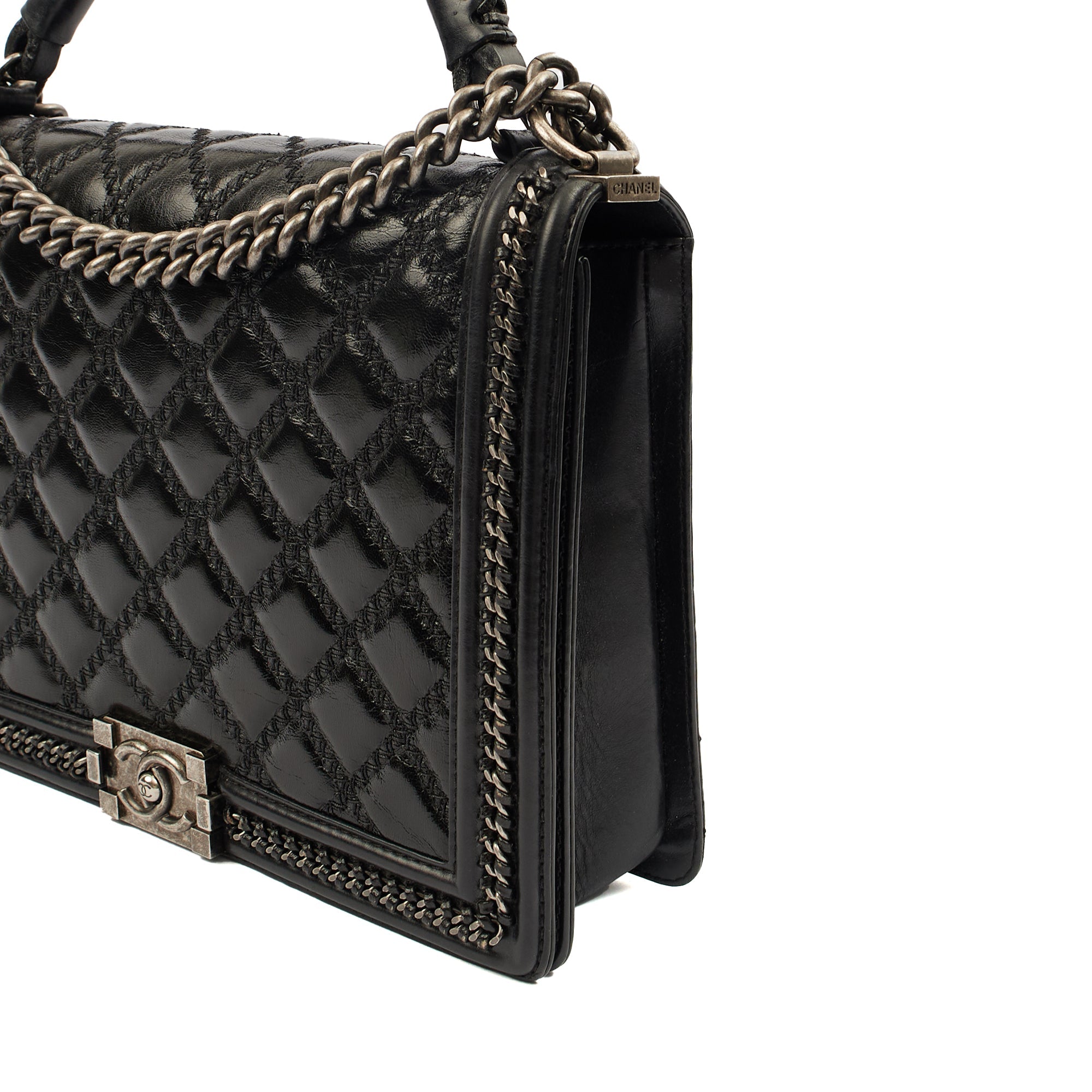 Chanel Top Handle Boy Top Handle - Medium in Black, Calfskin Leather — Alternate View 14