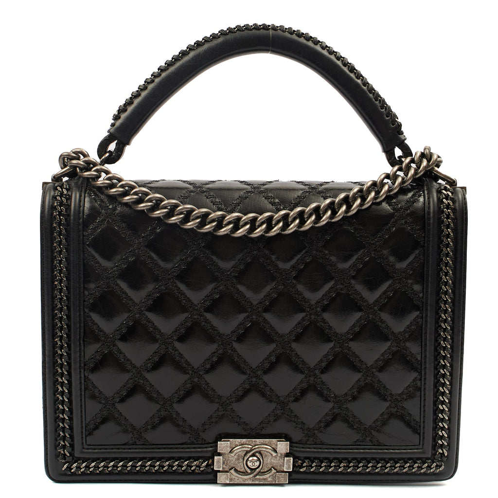 Chanel Top Handle Boy Top Handle - Medium in Black, Calfskin Leather — Alternate View 19