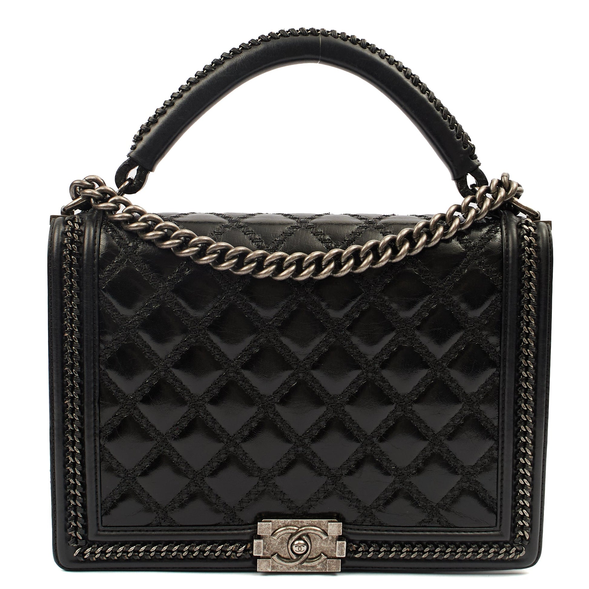 Chanel Top Handle Boy Top Handle - Medium in Black, Calfskin Leather — Alternate View 19