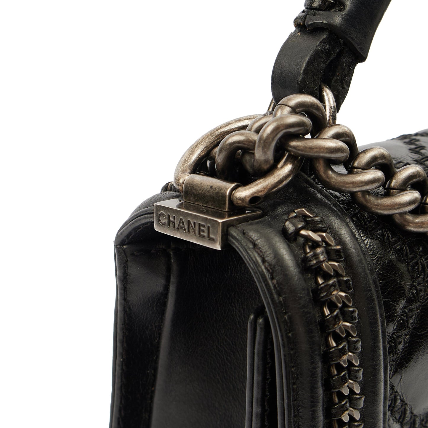 Chanel Top Handle Boy Top Handle - Medium in Black, Calfskin Leather — Alternate View 8