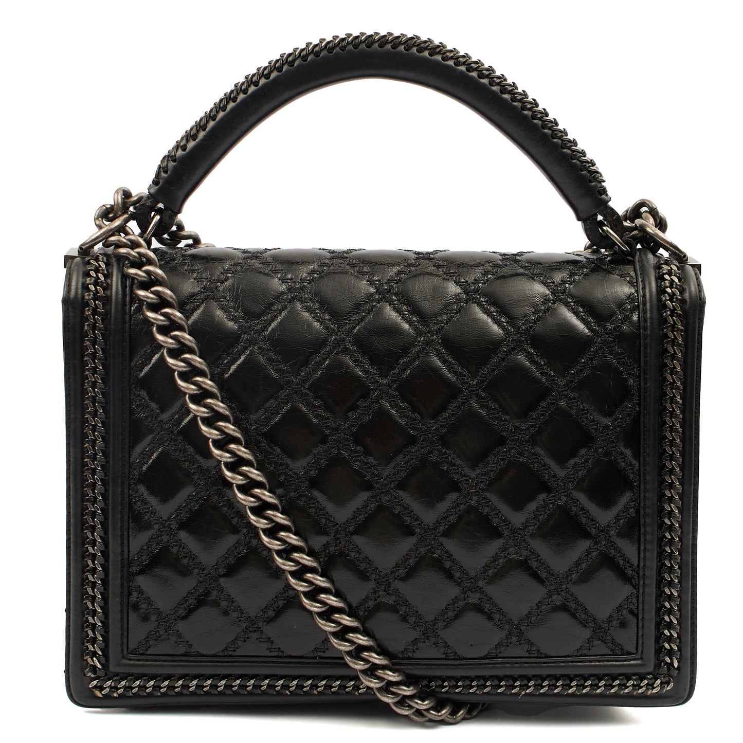Chanel Top Handle Boy Top Handle - Medium in Black, Calfskin Leather — Alternate View 21