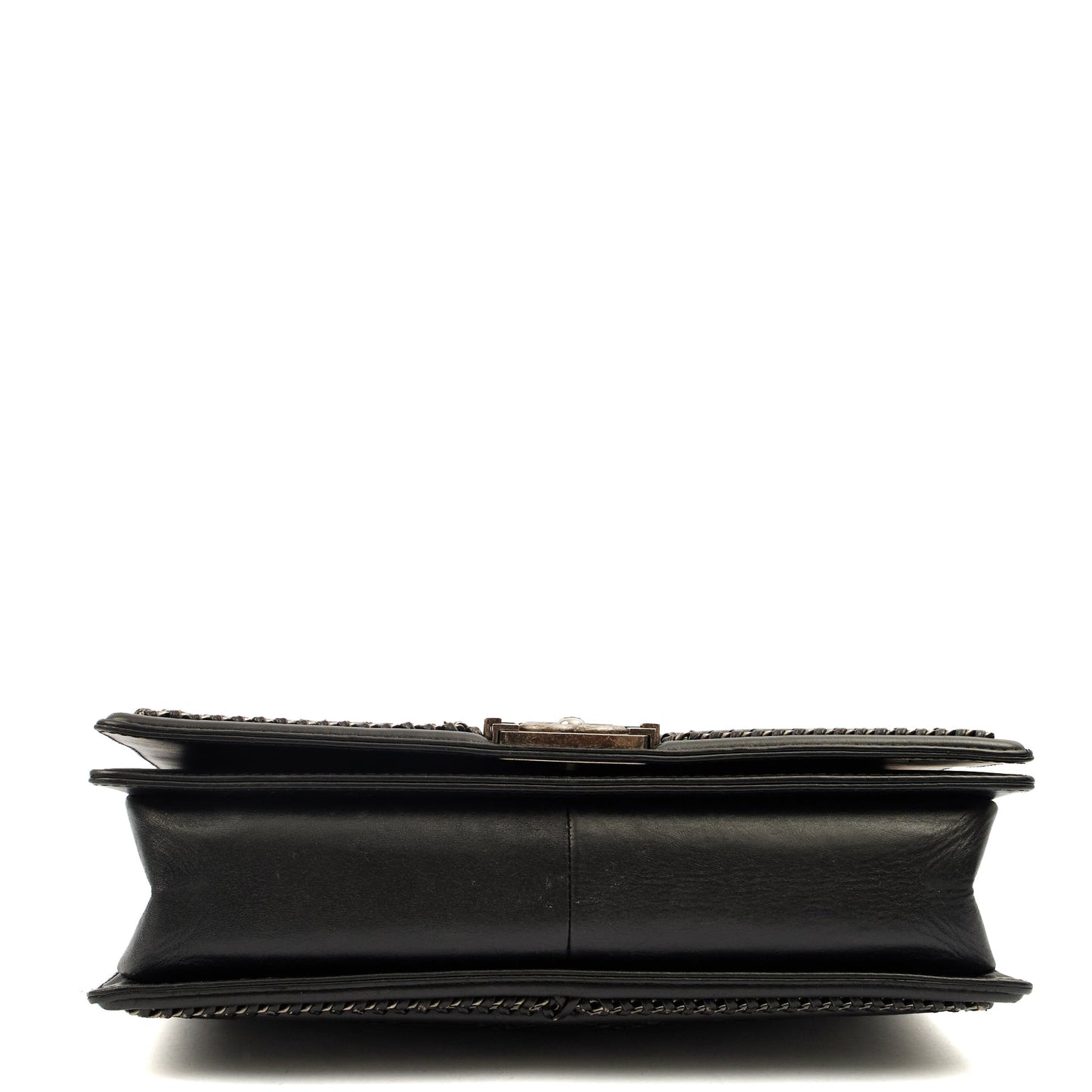 Chanel Top Handle Boy Top Handle - Medium in Black, Calfskin Leather — Top View
