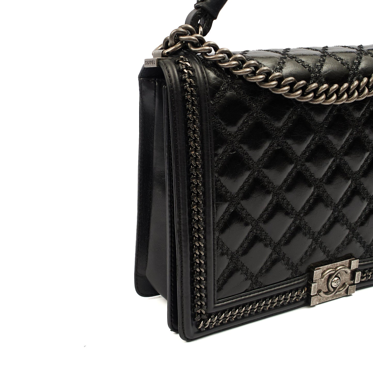 Chanel Top Handle Boy Top Handle - Medium in Black, Calfskin Leather — Alternate View 7
