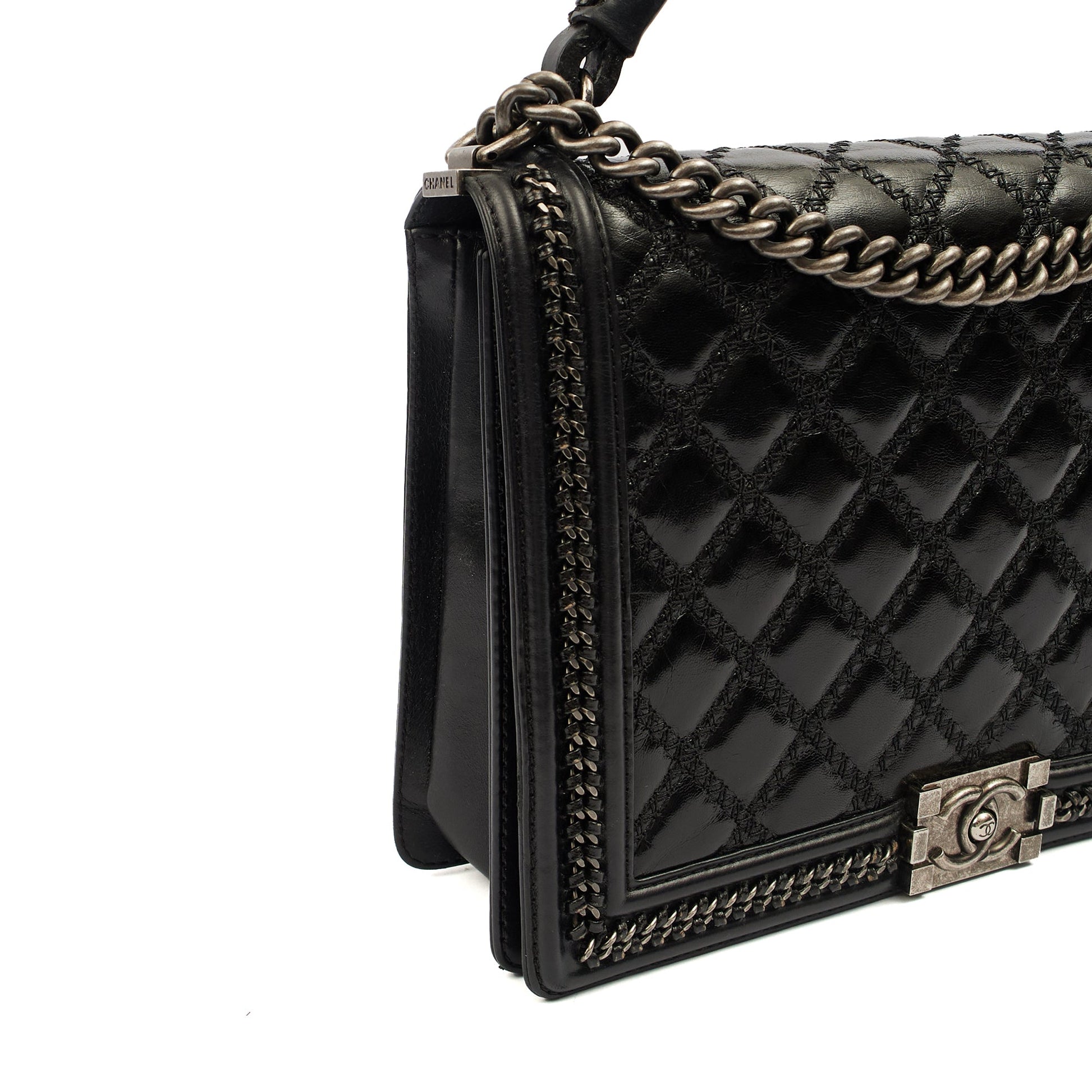 Chanel Top Handle Boy Top Handle - Medium in Black, Calfskin Leather — Alternate View 25