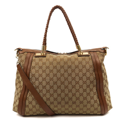 Gucci Tote Bamboo Shopper Tote - Medium in Brown, Canvas — Back View