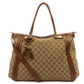 Gucci Tote Bamboo Shopper Tote - Medium in Brown, Canvas — Front View