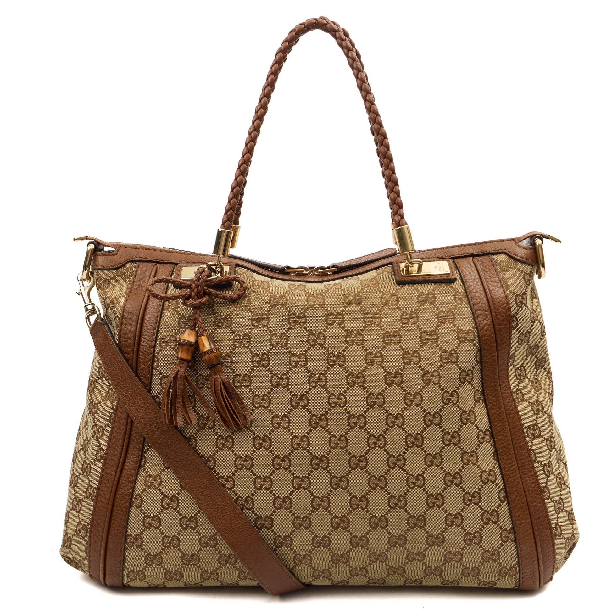 Gucci Tote Bamboo Shopper Tote - Medium in Brown, Canvas — Alternate View 7