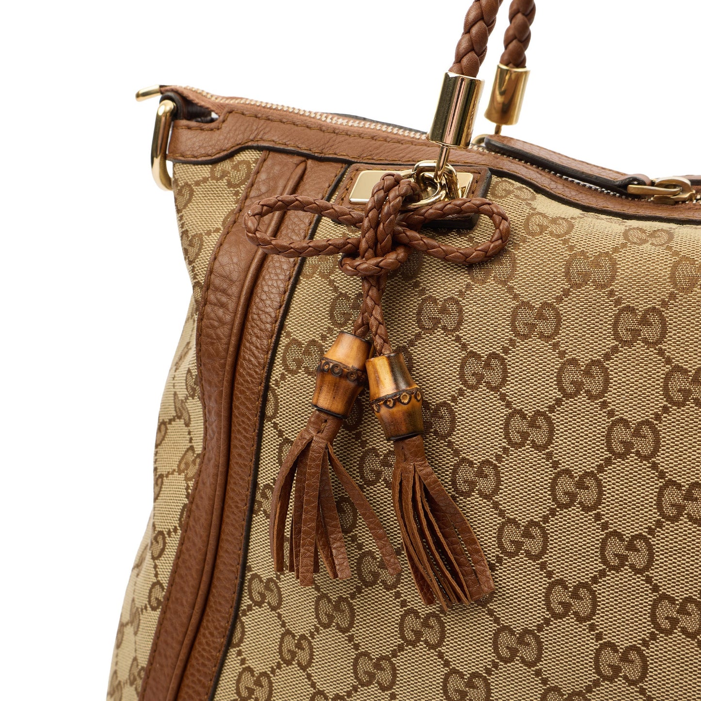 Gucci Tote Bamboo Shopper Tote - Medium in Brown, Canvas — Lifestyle View