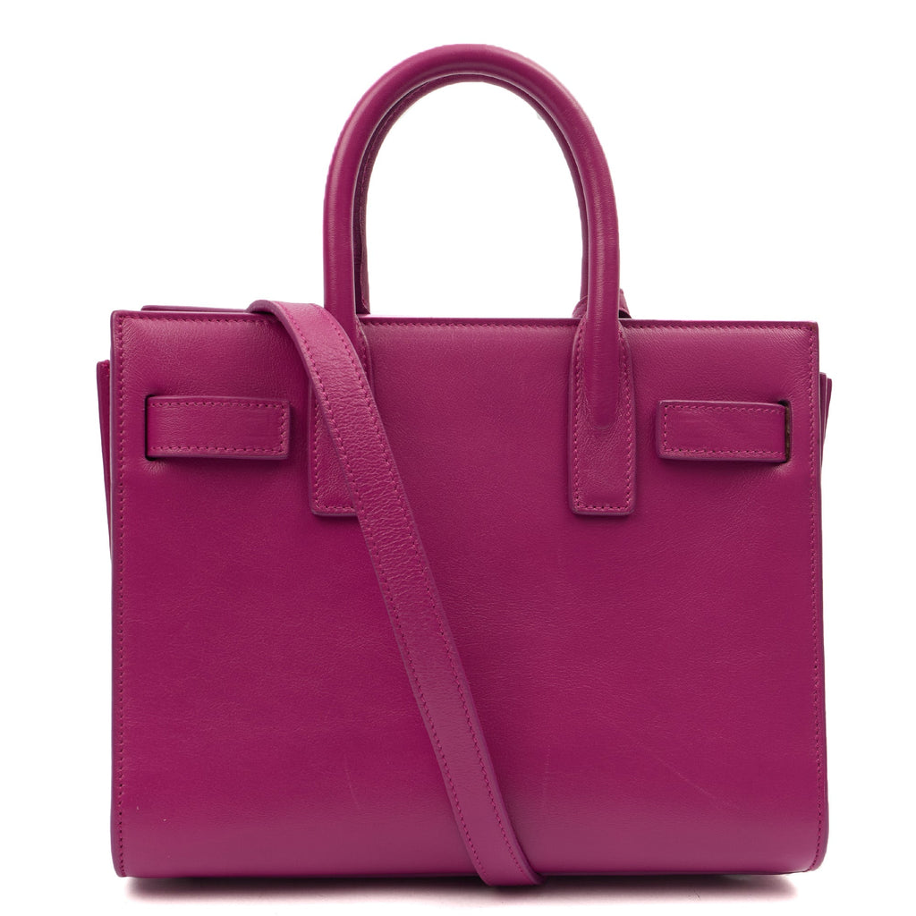Saint Laurent Tote Sac de Jour Nano in Pink, Calfskin Leather — Back View
