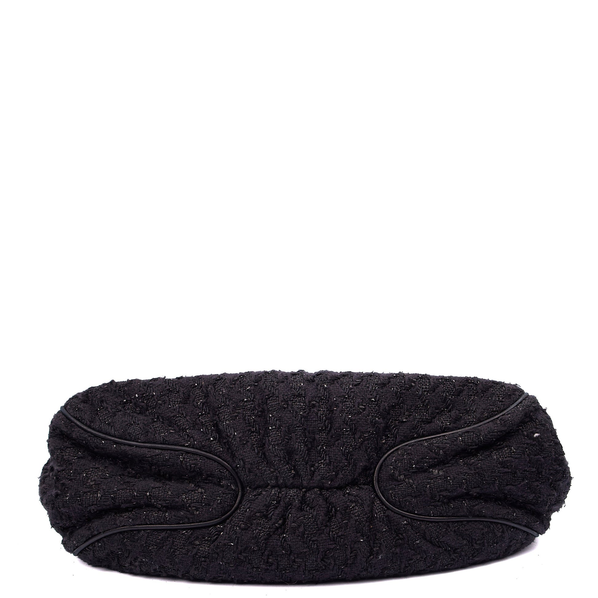 Chanel Top Handle Tweed Top Handle in Black, Fabric — Top View