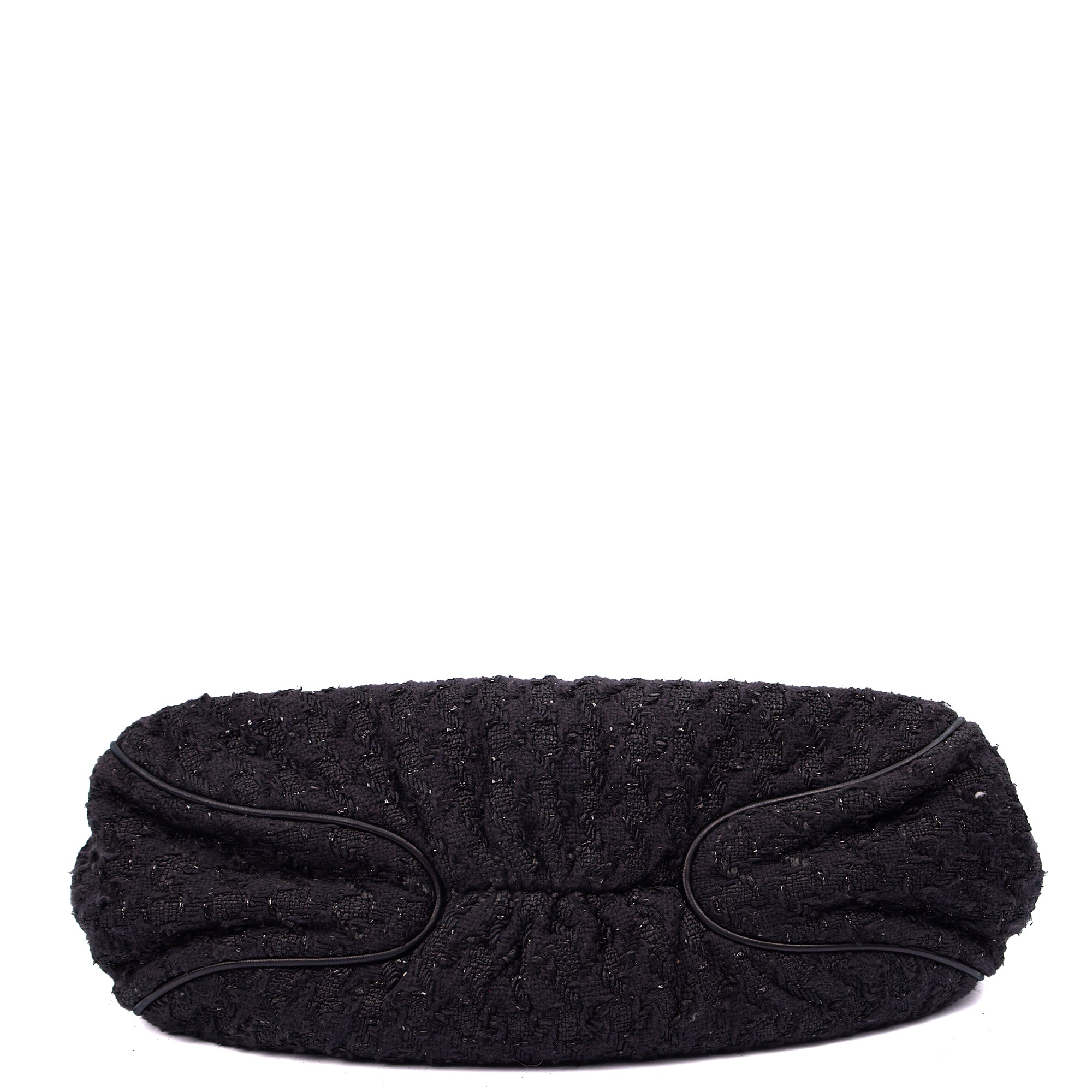 Chanel Top Handle Tweed Top Handle in Black, Fabric — Top View
