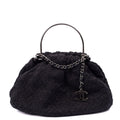 Chanel Top Handle Tweed Top Handle in Black, Fabric — Front View