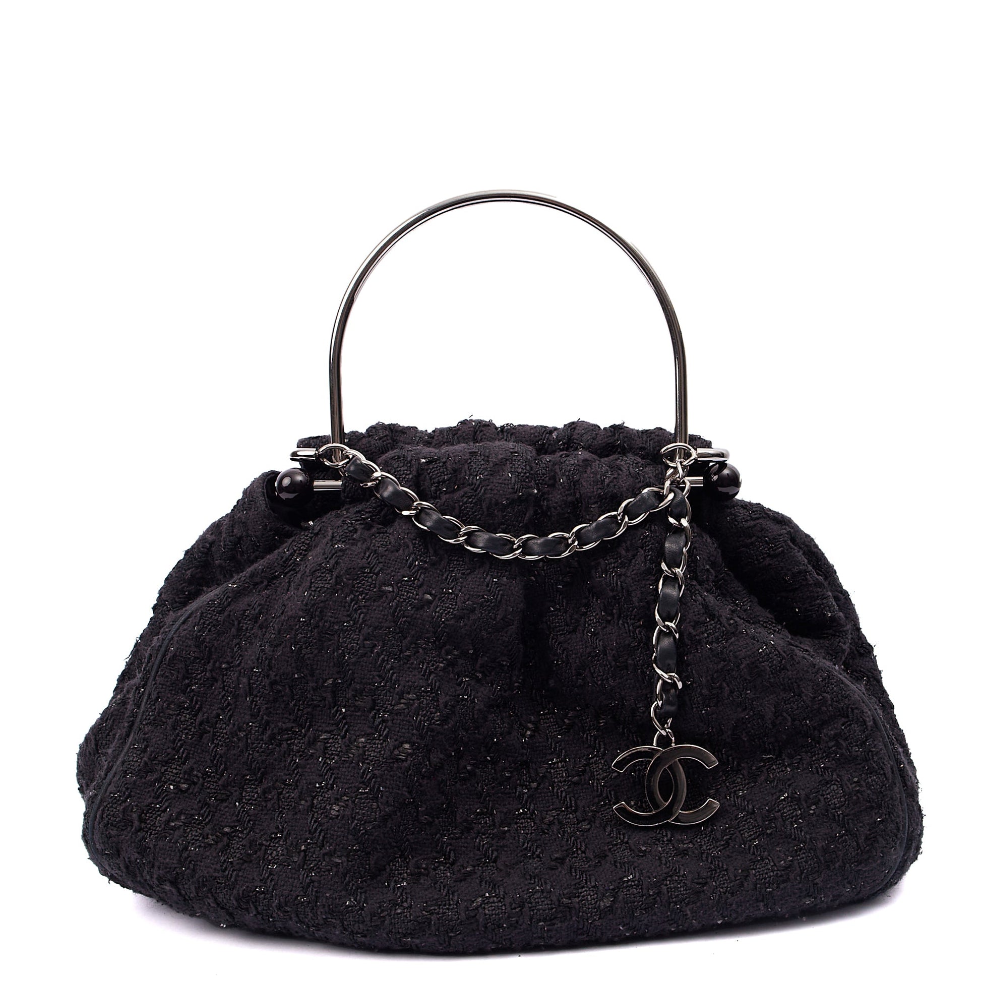 Chanel Top Handle Tweed Top Handle in Black, Fabric — Alternate View 8