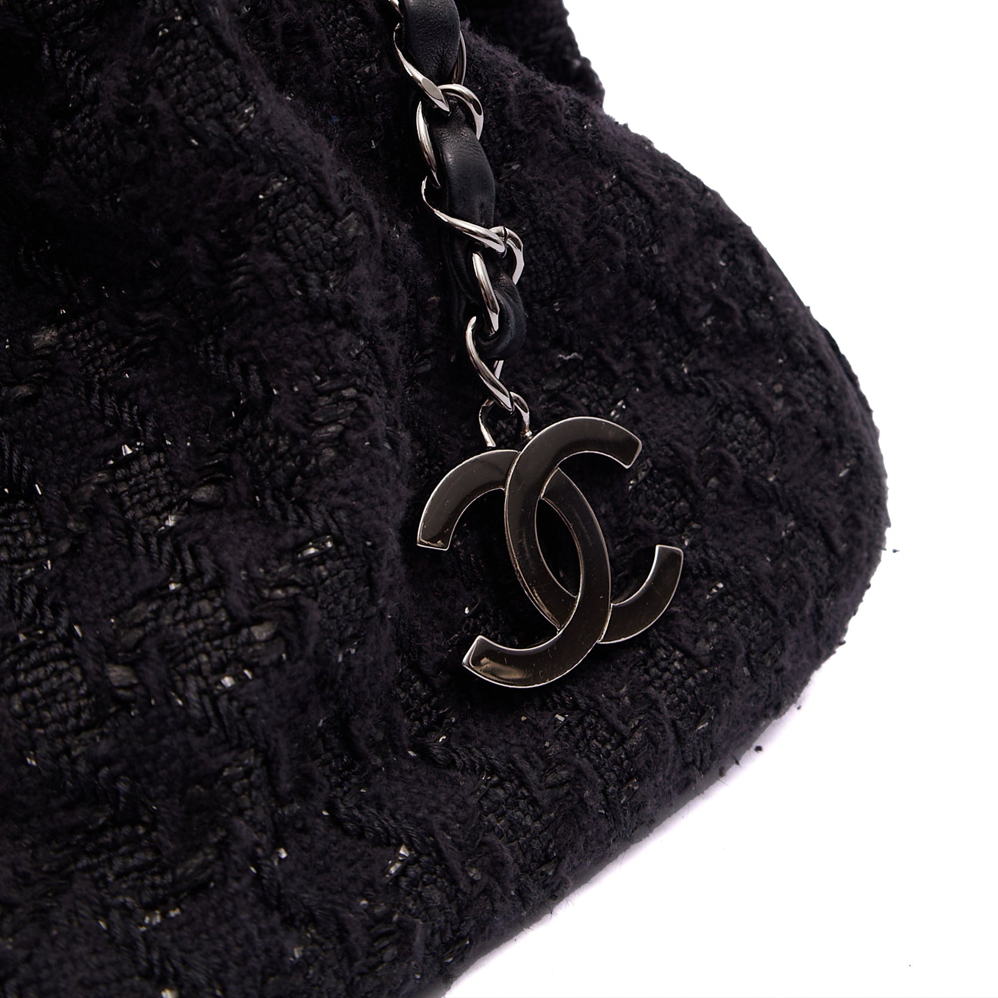 Chanel Top Handle Tweed Top Handle in Black, Fabric — Alternate View 12
