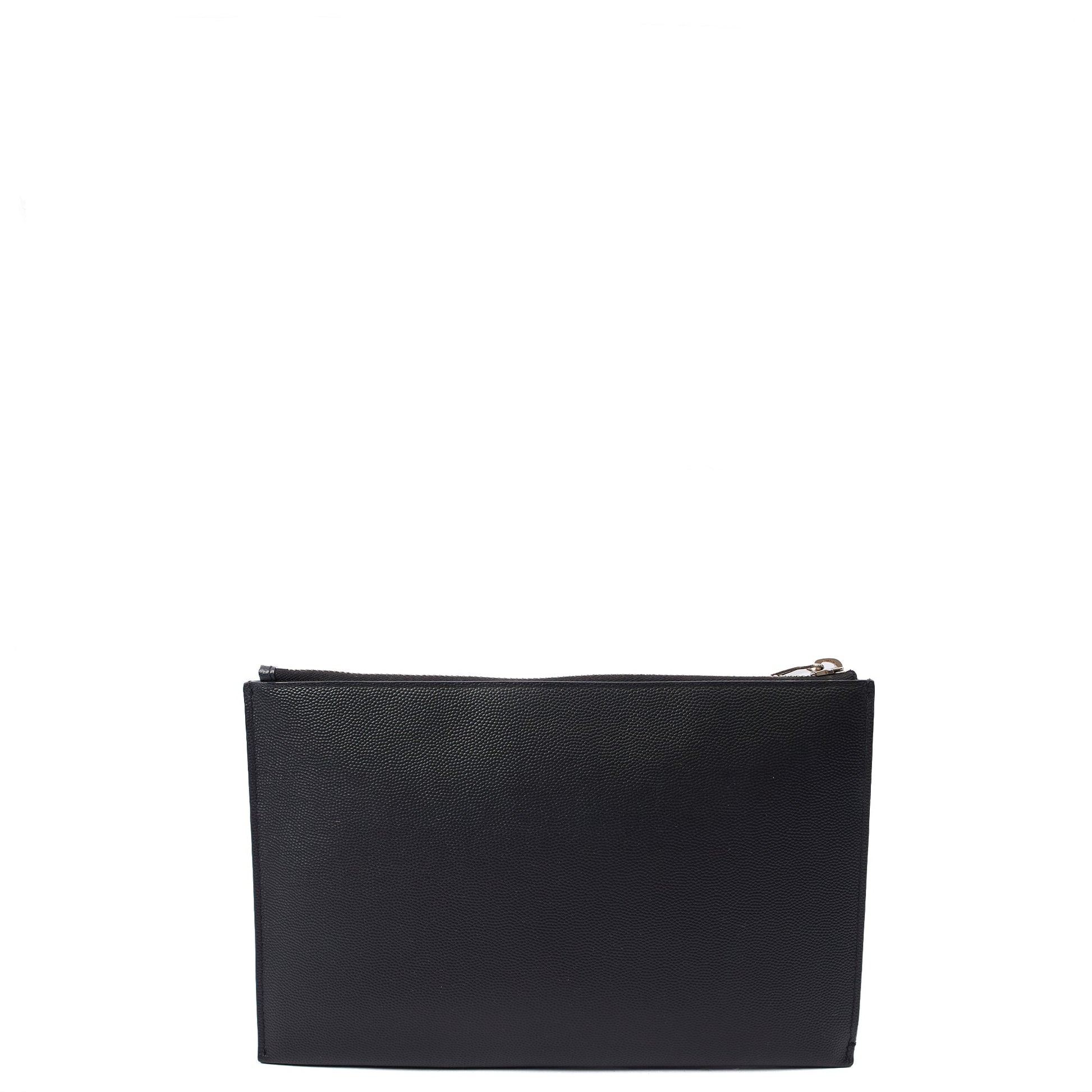 Saint Laurent Clutch Pouch in Black, Leather — Back View