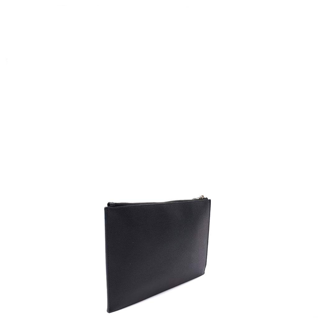 Saint Laurent Clutch Pouch in Black, Leather — Side View