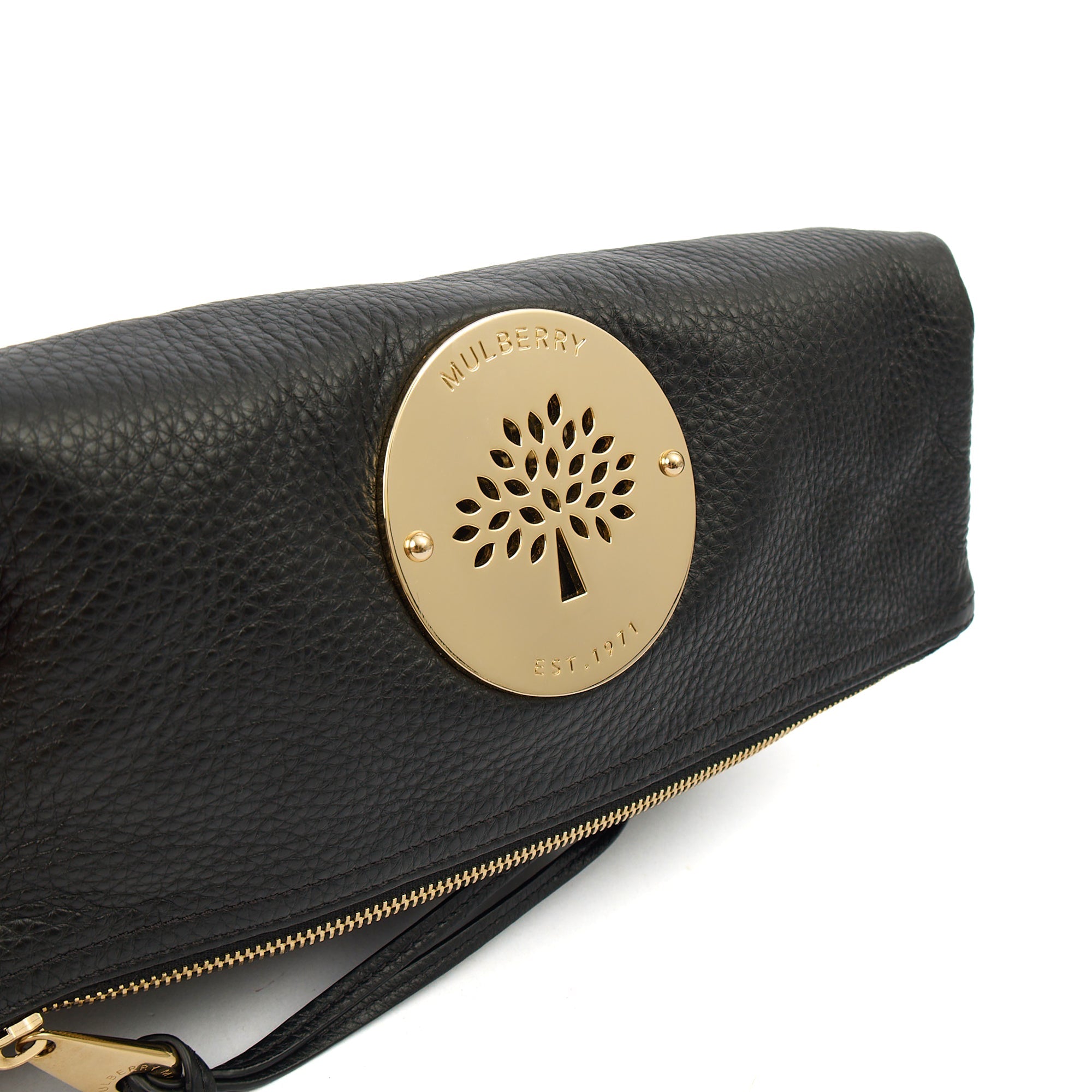 Mulberry Clutch Daria Pouch in Black, Calfskin Leather — Detail View