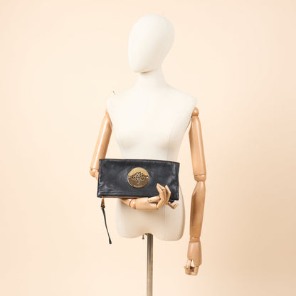 Mulberry Clutch Daria Pouch in Black, Calfskin Leather — Side View