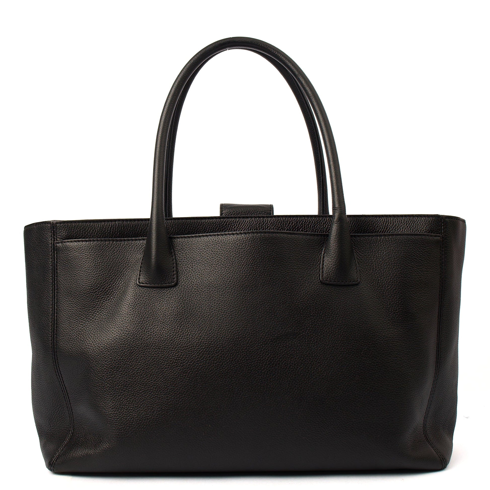 Chanel Tote Executive Cerf Shopper Tote in Black, Calfskin Leather — Top View