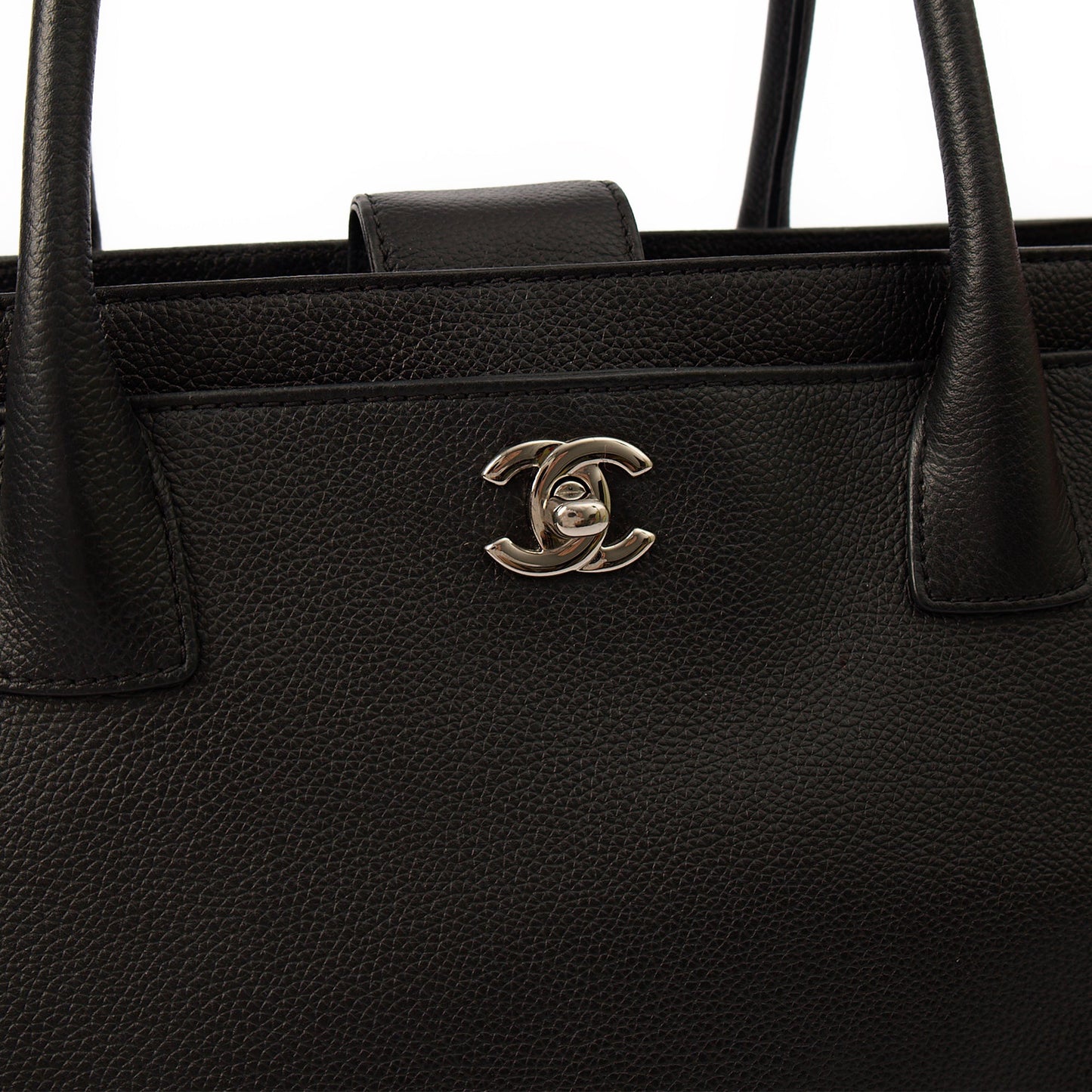 Chanel Tote Executive Cerf Shopper Tote in Black, Calfskin Leather — Side View