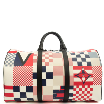 Louis Vuitton Keepall 50 Bandouliere America’s Cup collection in Multi, Canvas — Top View