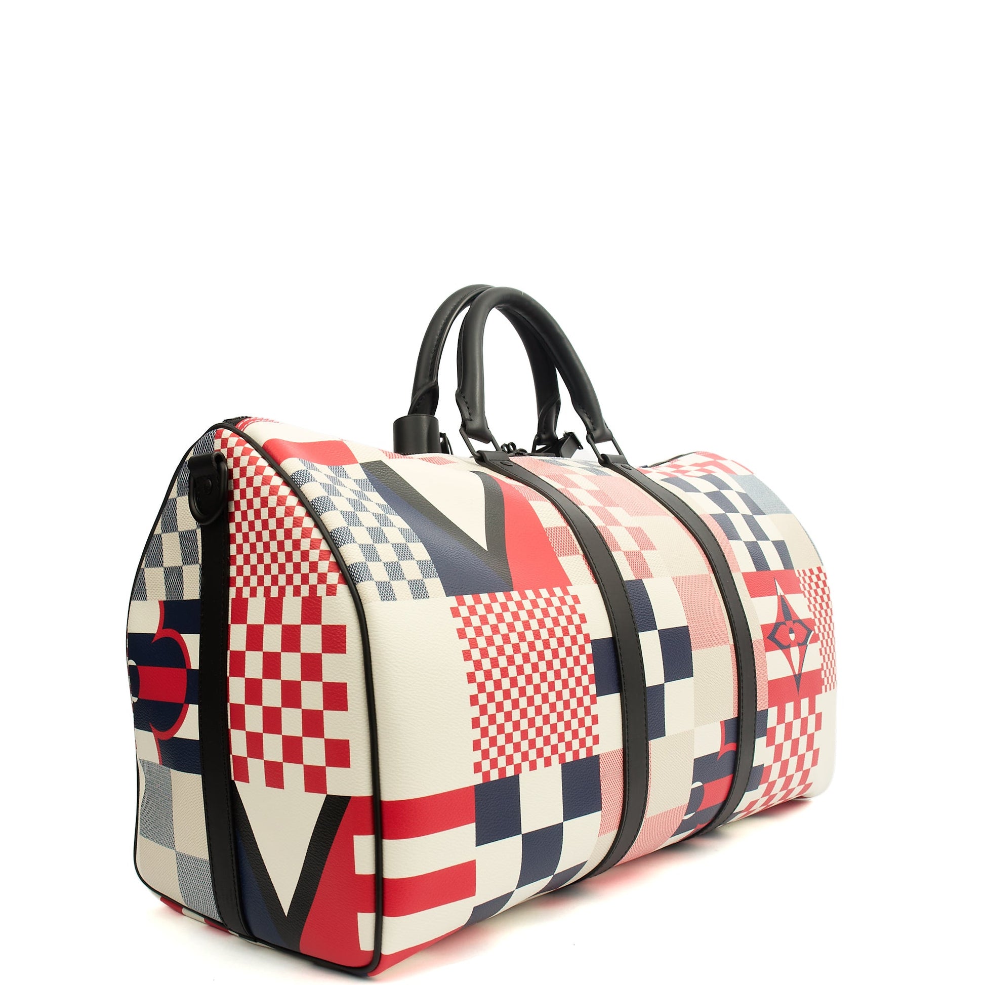 Louis Vuitton Keepall 50 Bandouliere America’s Cup collection in Multi, Canvas — Back View