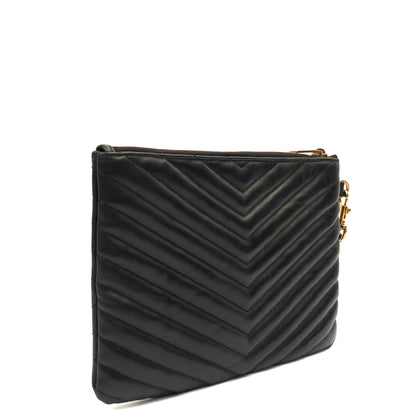 Saint Laurent Clutch Cassandre Zipped Pouch - Large in Black, Leather — Alternate View 10