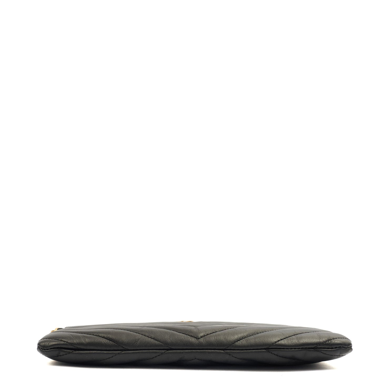 Saint Laurent Clutch Cassandre Zipped Pouch - Large in Black, Leather — Detail View