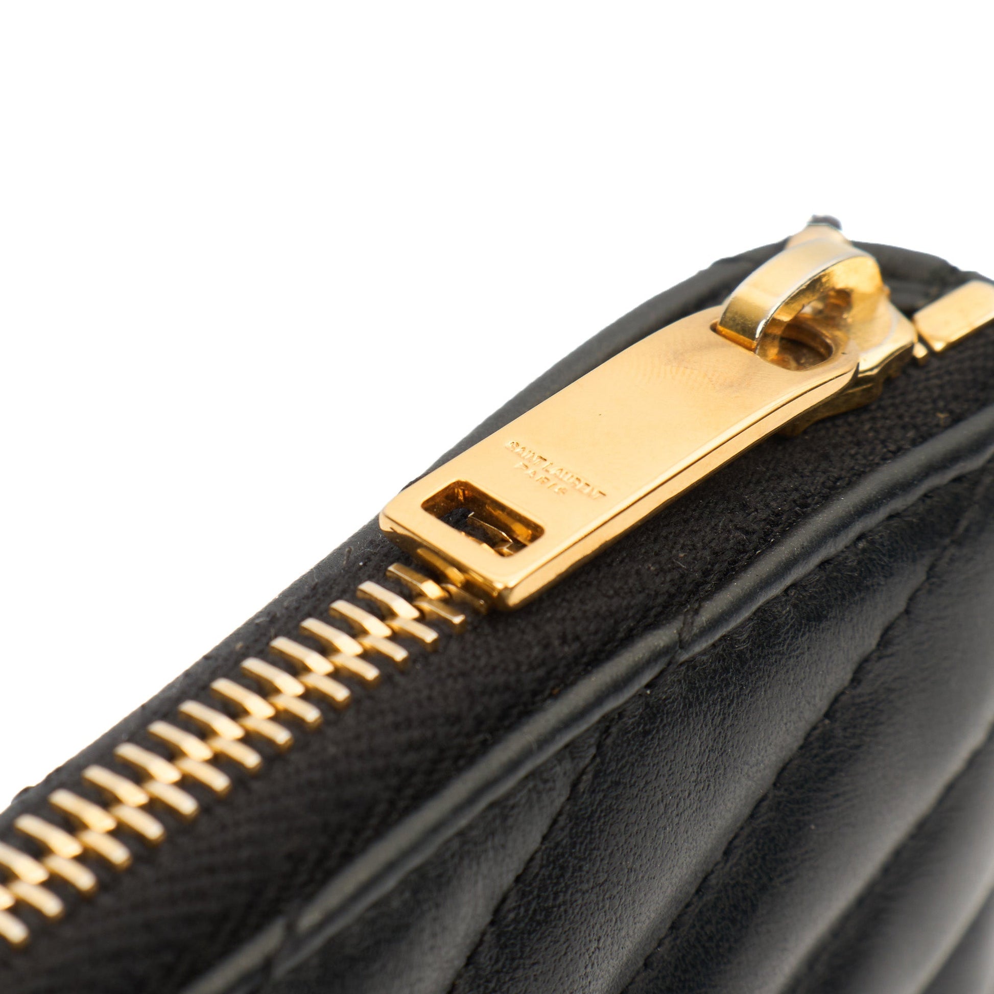 Saint Laurent Clutch Cassandre Zipped Pouch - Large in Black, Leather — Lifestyle View