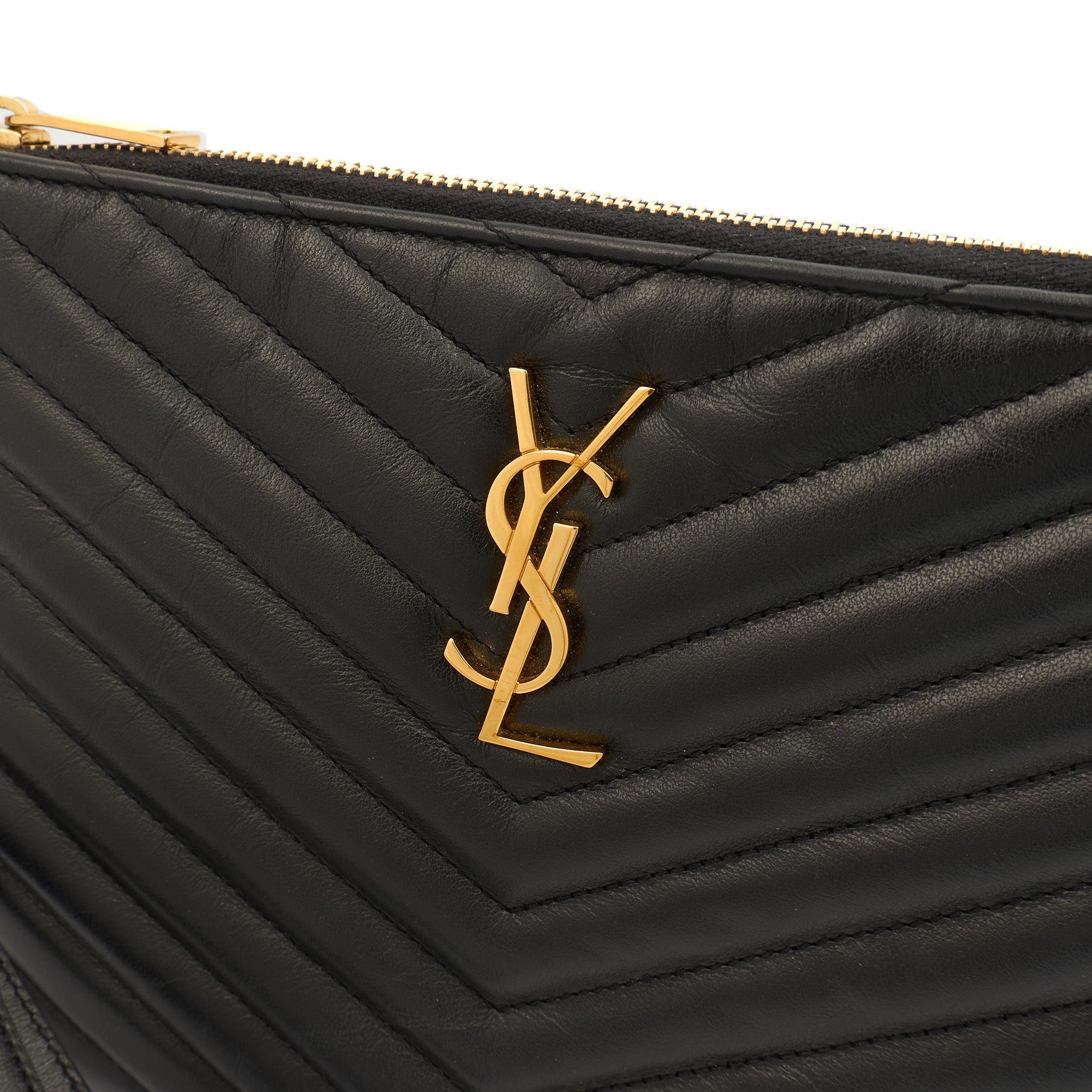Saint Laurent Clutch Cassandre Zipped Pouch - Large in Black, Leather — Alternate View 9