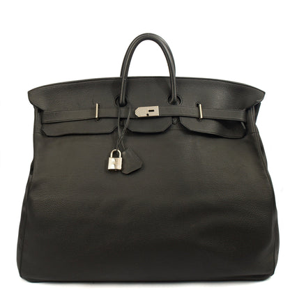 Hermes HAC 60 in Black, Togo Leather — Front View