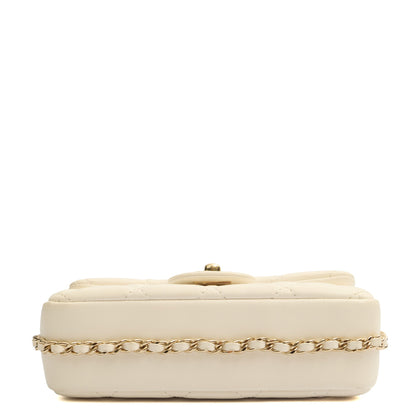 Chanel Cross Body Flap Bag in White, Lambskin Leather — Detail View