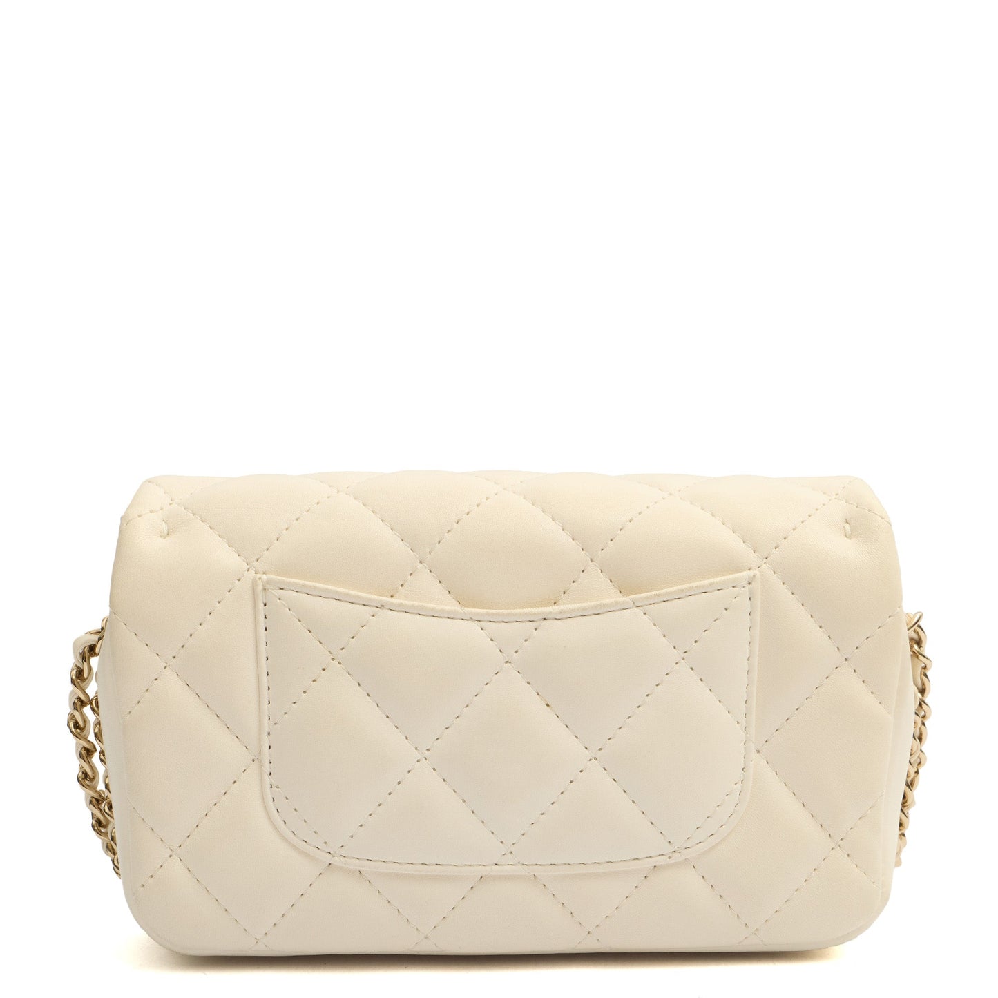 Chanel Cross Body Flap Bag in White, Lambskin Leather — Top View