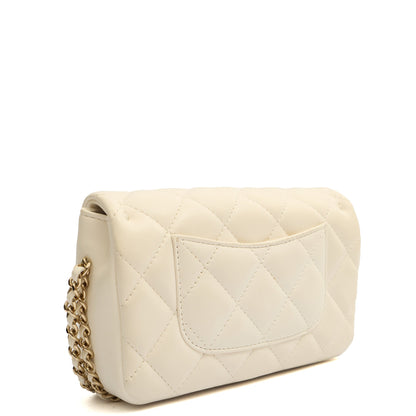 Chanel Cross Body Flap Bag in White, Lambskin Leather — Back View