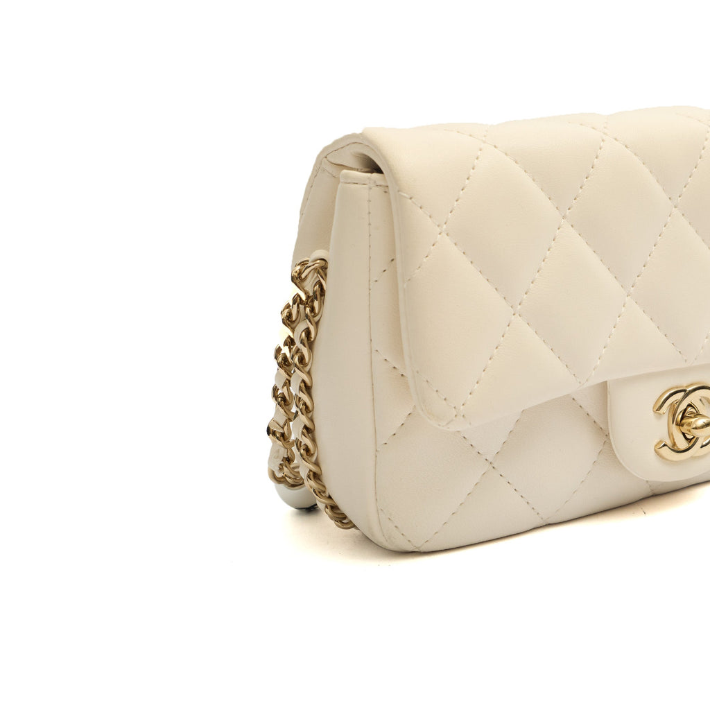 Chanel Cross Body Flap Bag in White, Lambskin Leather — Alternate View 8