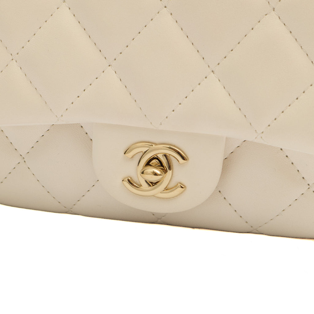 Chanel Cross Body Flap Bag in White, Lambskin Leather — Alternate View 7