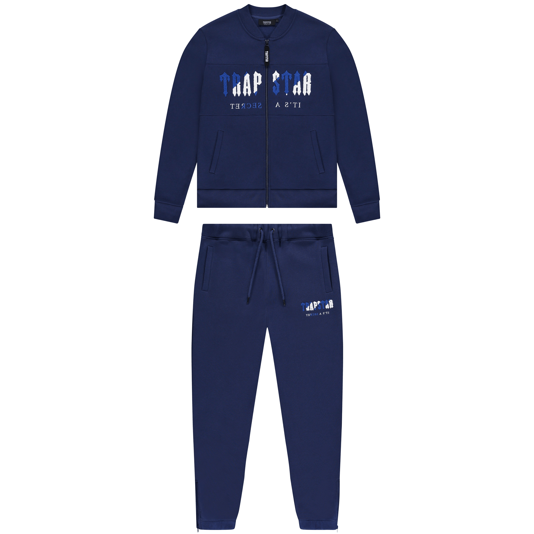 Trapstar Chenille Decoded Zip Tracksuit-Navy/Dazzling Blue/Black — XXS — Front View