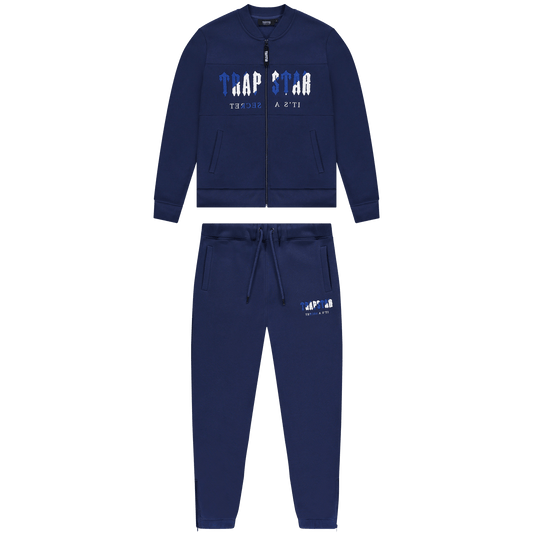 Trapstar Chenille Decoded Zip Tracksuit-Navy/Dazzling Blue/Black — XXS — Front View